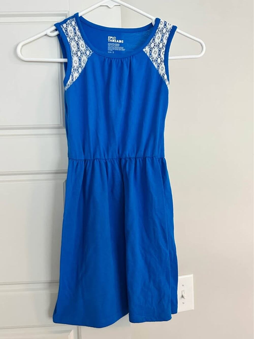 Epic Threads Girls Blue Dress with Crochet Detail, Size S